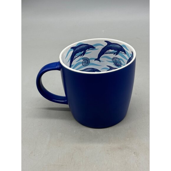 Carolina Beach NC Blue Dolphin-Themed Ceramic Mug souvenir shell 4x5.5" READ - Picture 5 of 7